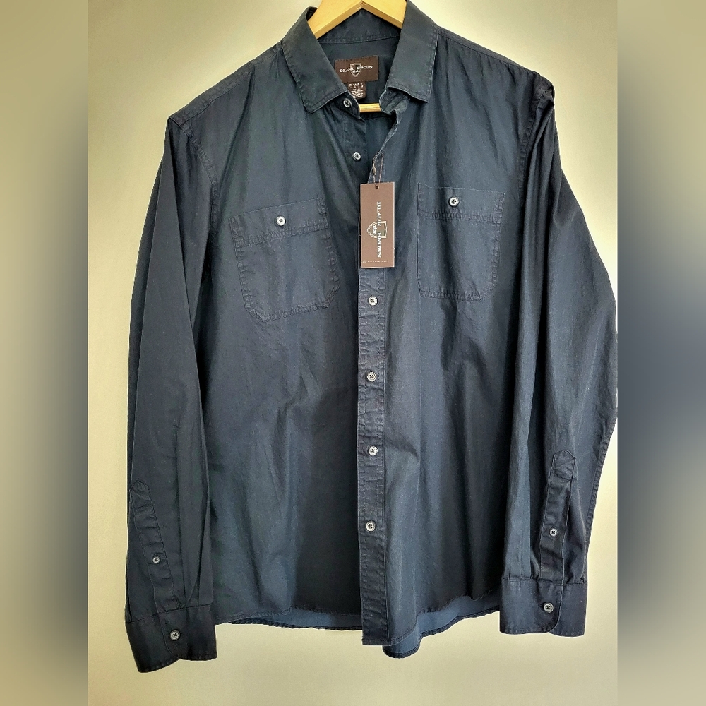 Black Brown 1826 Dark Blue Casual Button-Down Shirt